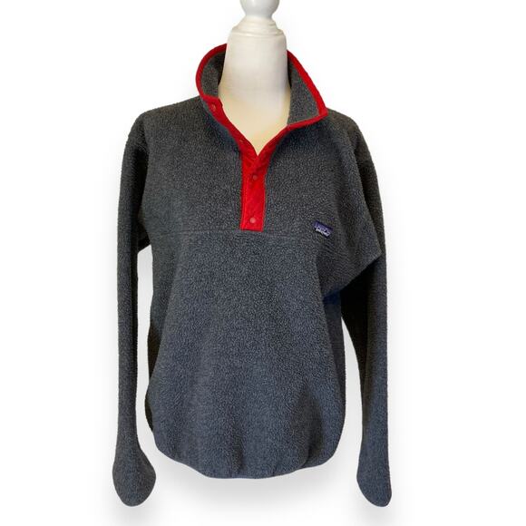 Patagonia Jackets & Blazers - Vintage Patagonia Charcoal Gray Fleece with Red Trim Made in USA